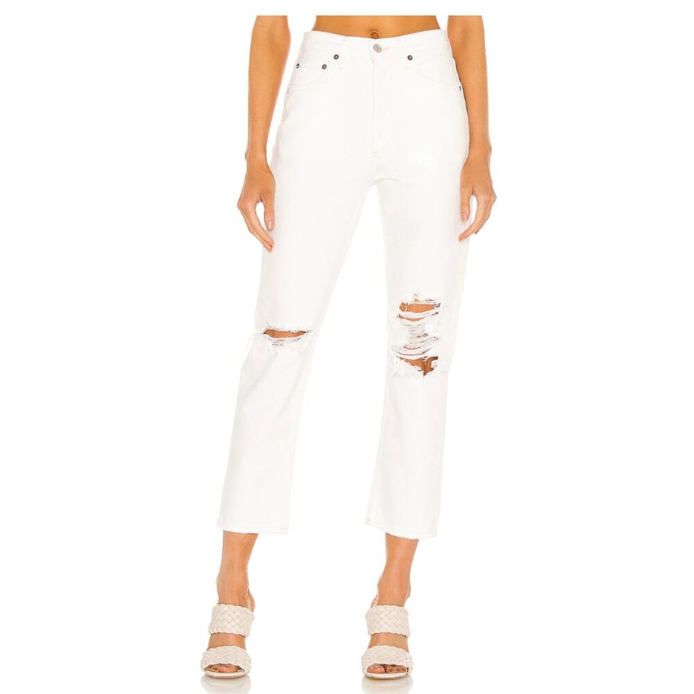 AGOLDE Riley Women's 24‎ Veil White High Rise Straight Crop Jeans